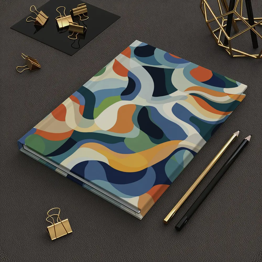 Retro Abstract Wavy Shapes Blue Orange – Notebooks