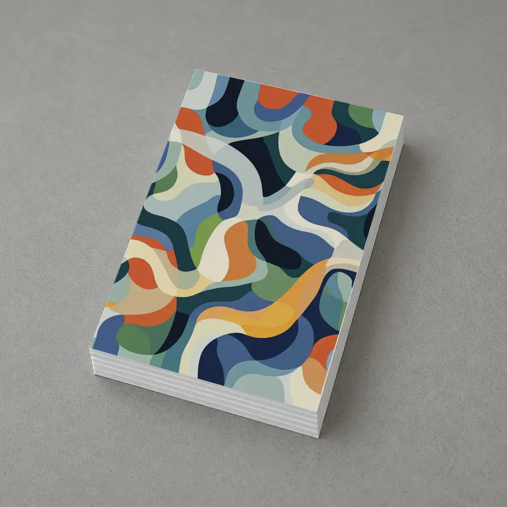 Retro Abstract Wavy Shapes Blue Orange – Postcards