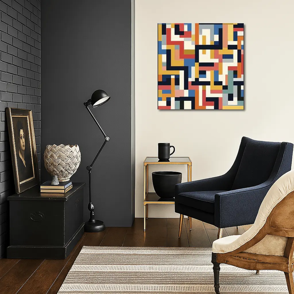 Bauhaus Geometric Abstract Color Block Pattern – Wall Art