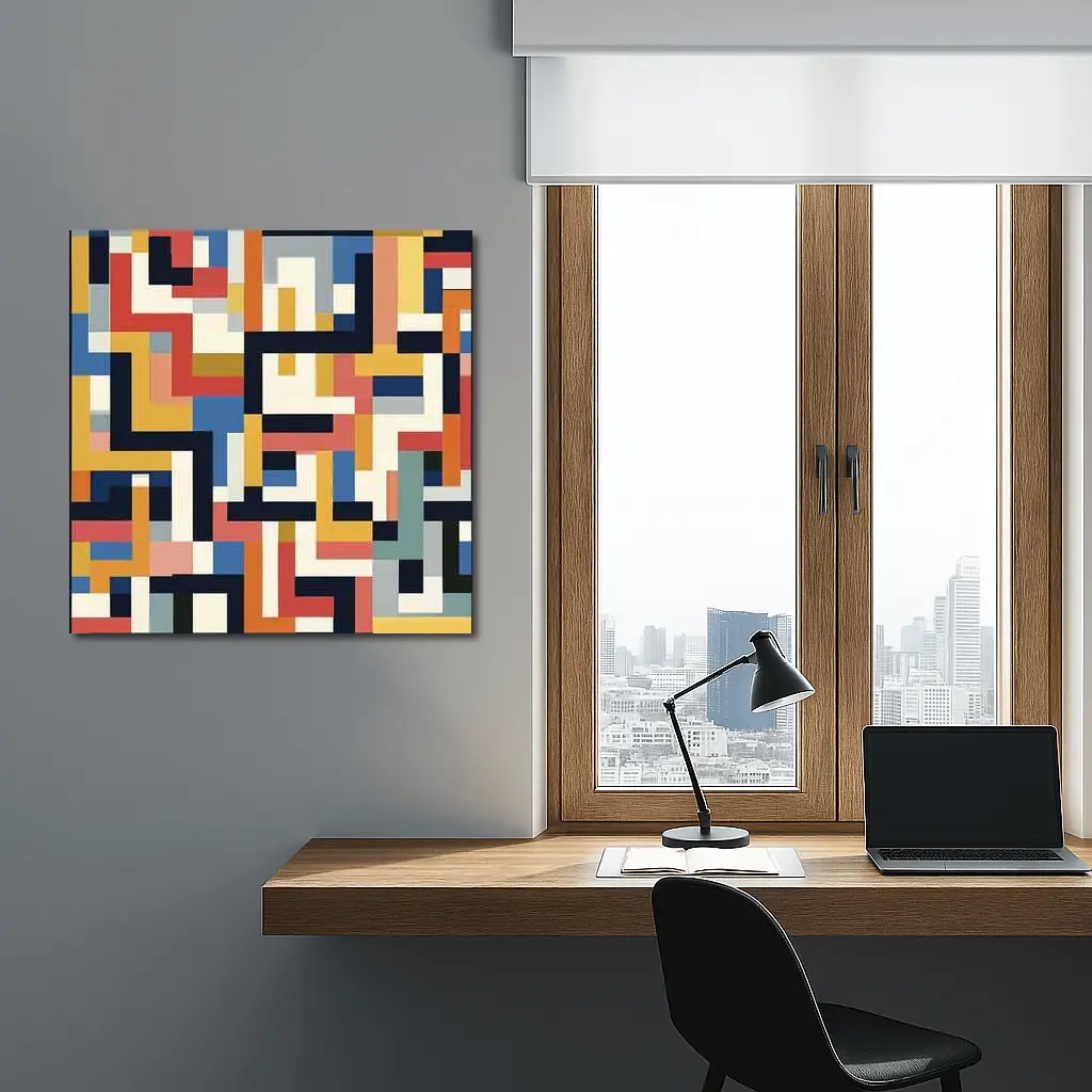 Bauhaus Geometric Abstract Color Block Pattern – Wall Art