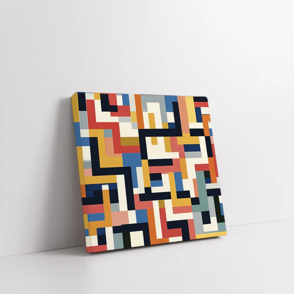 Bauhaus Geometric Abstract Color Block Pattern – Wall Art
