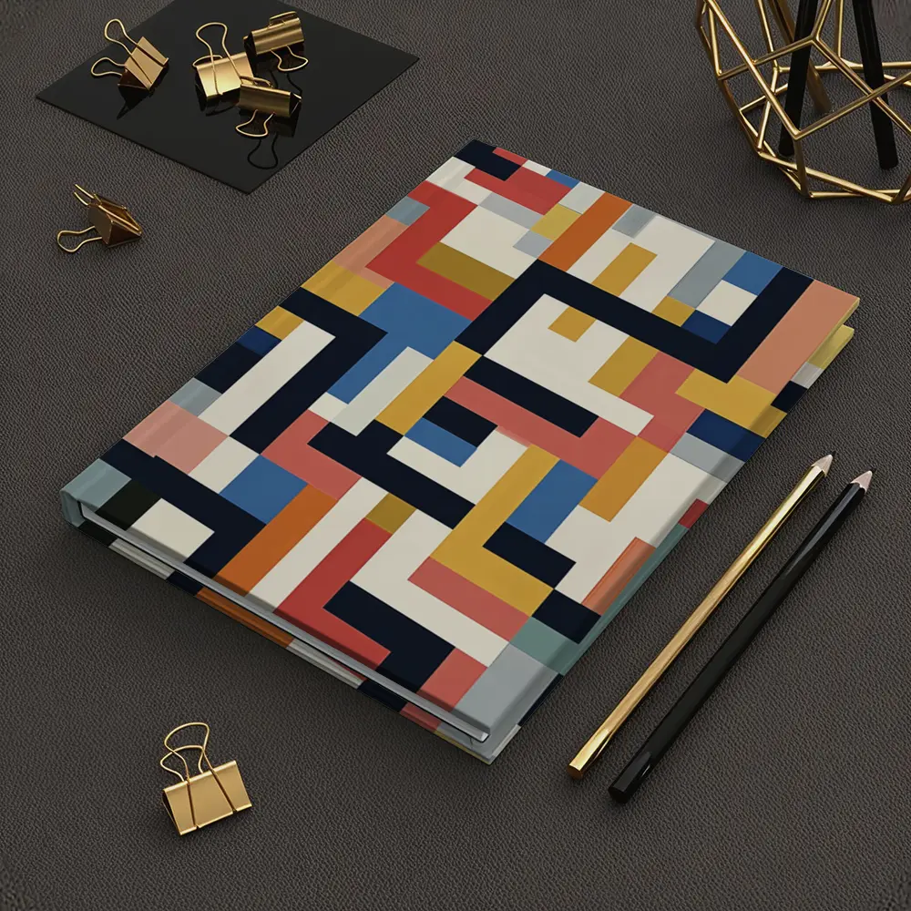 Bauhaus Geometric Abstract Color Block Pattern – Notebooks