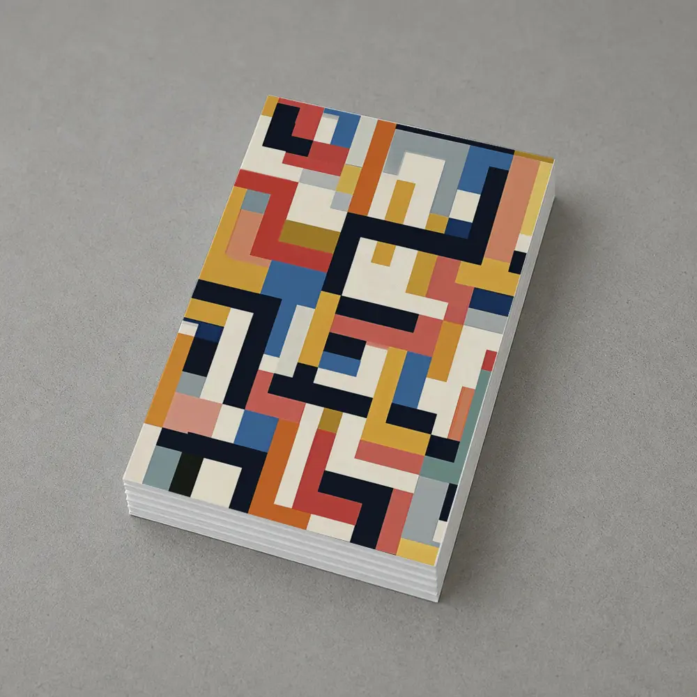Bauhaus Geometric Abstract Color Block Pattern – Postcards