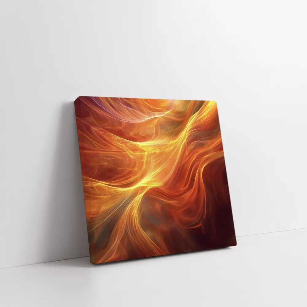 Fiery Orange Abstract Flowing Waves Art – Wall Art