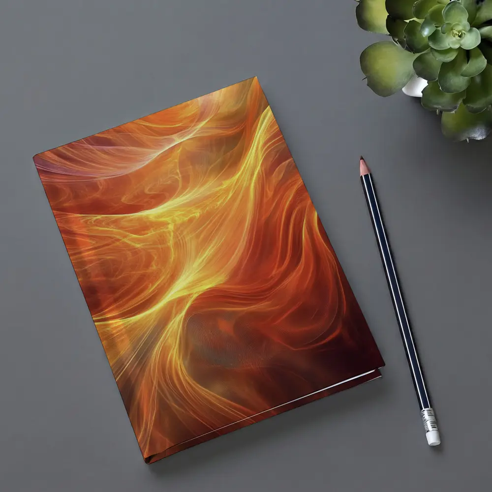 Fiery Orange Abstract Flowing Waves Art – Notebooks