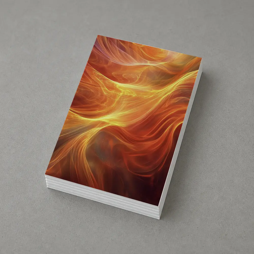 Fiery Orange Abstract Flowing Waves Art – Postcards