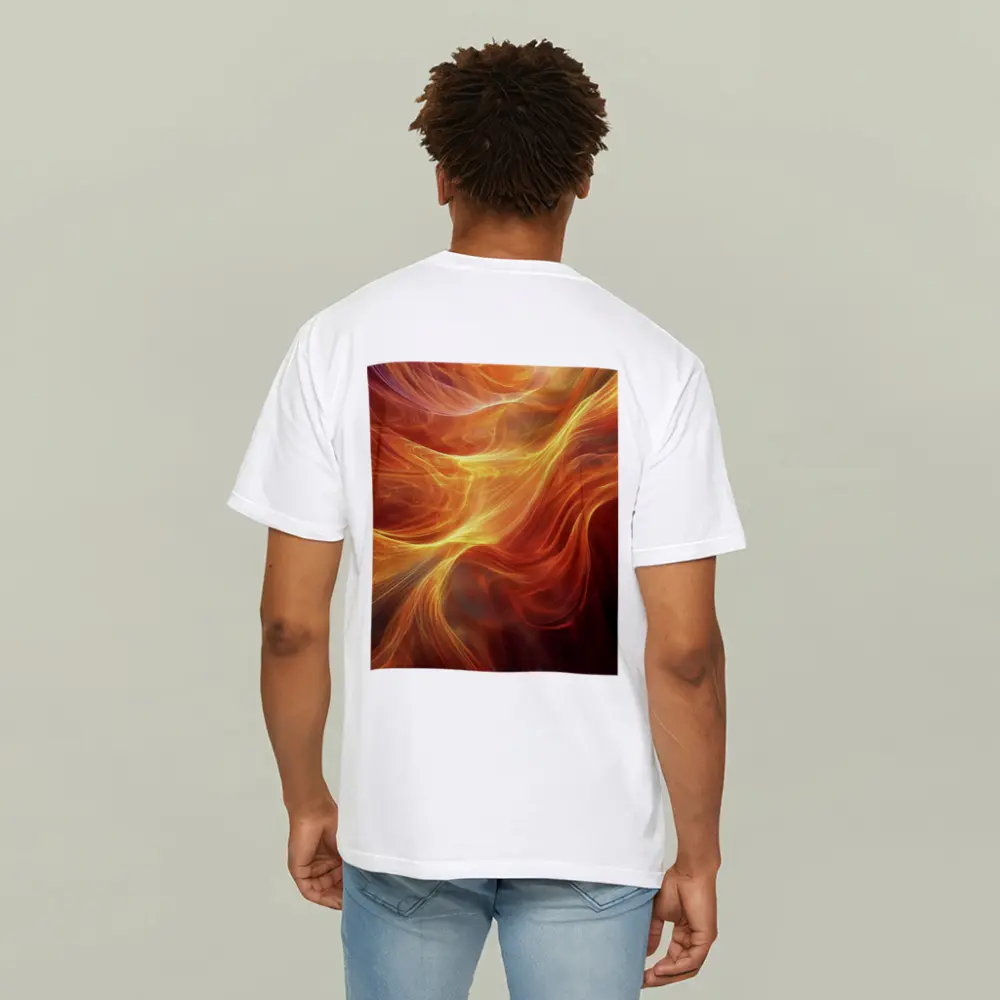 Fiery Orange Abstract Flowing Waves Art – T-Shirts