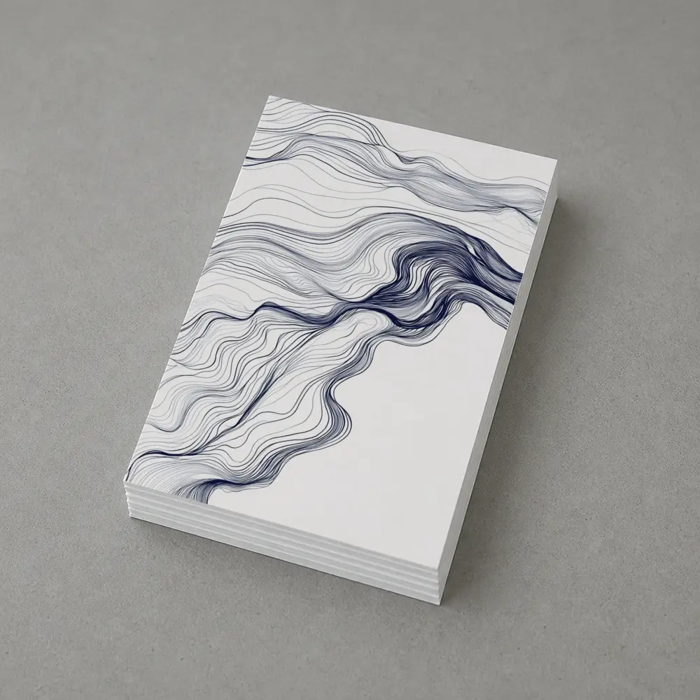 Navy Blue Flow Lines Abstract White Background – Postcards