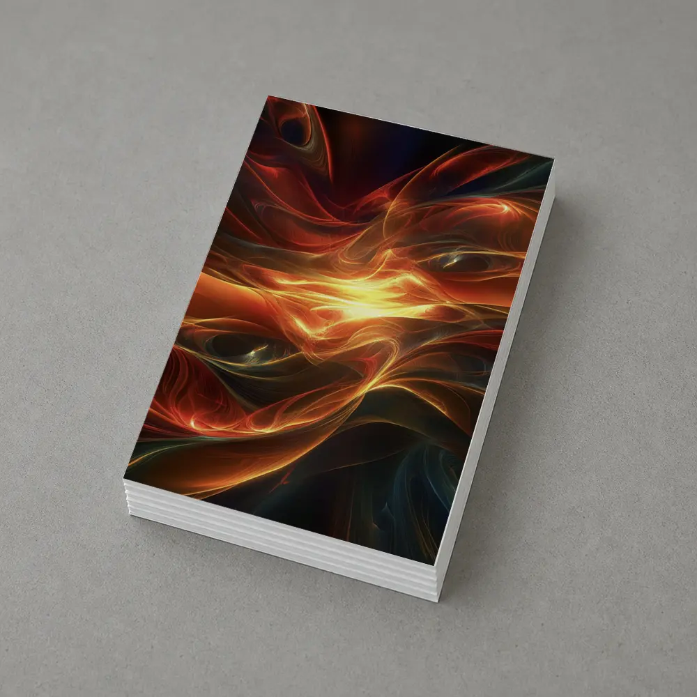Fiery Abstract Swirling Waves Dark Background – Postcards