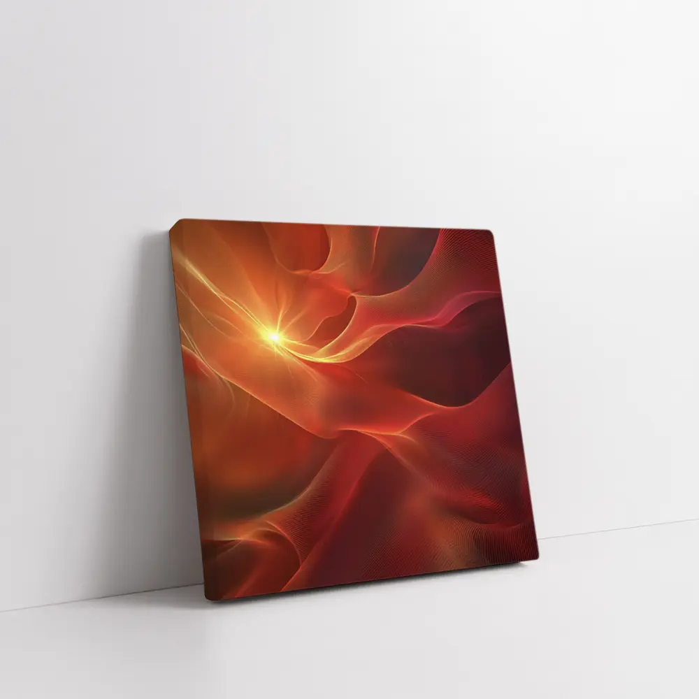 Red Abstract Flowing Waves Glowing Light – Wall Art