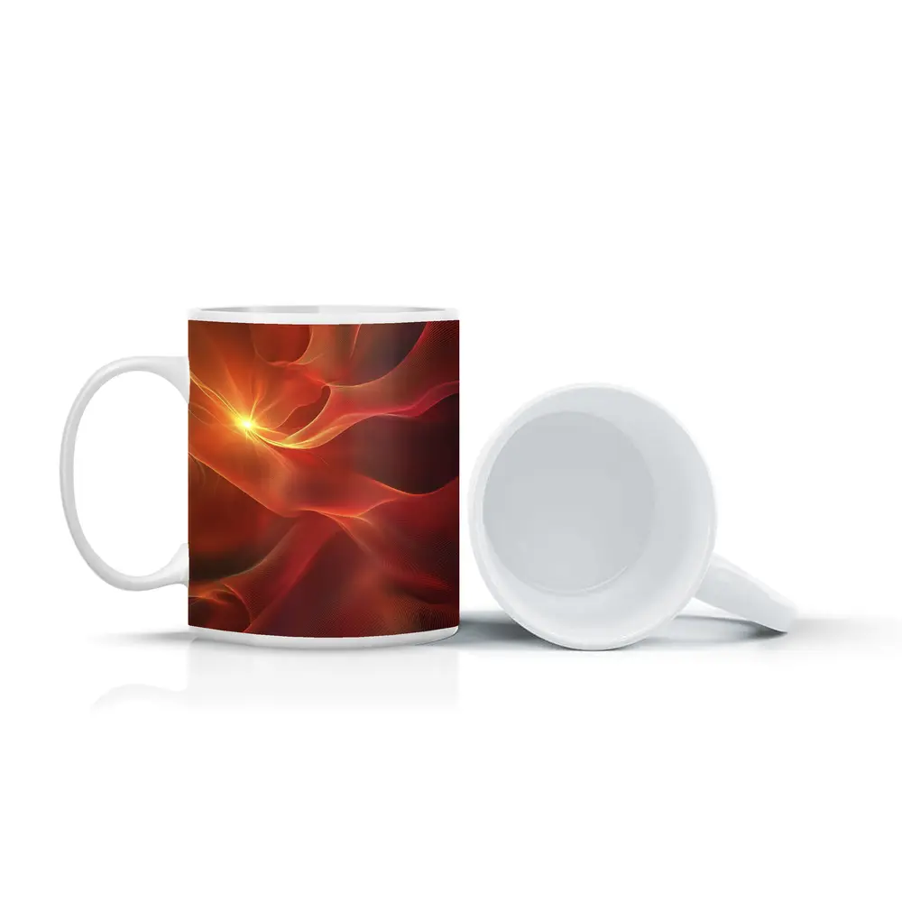 Red Abstract Flowing Waves Glowing Light – Mugs