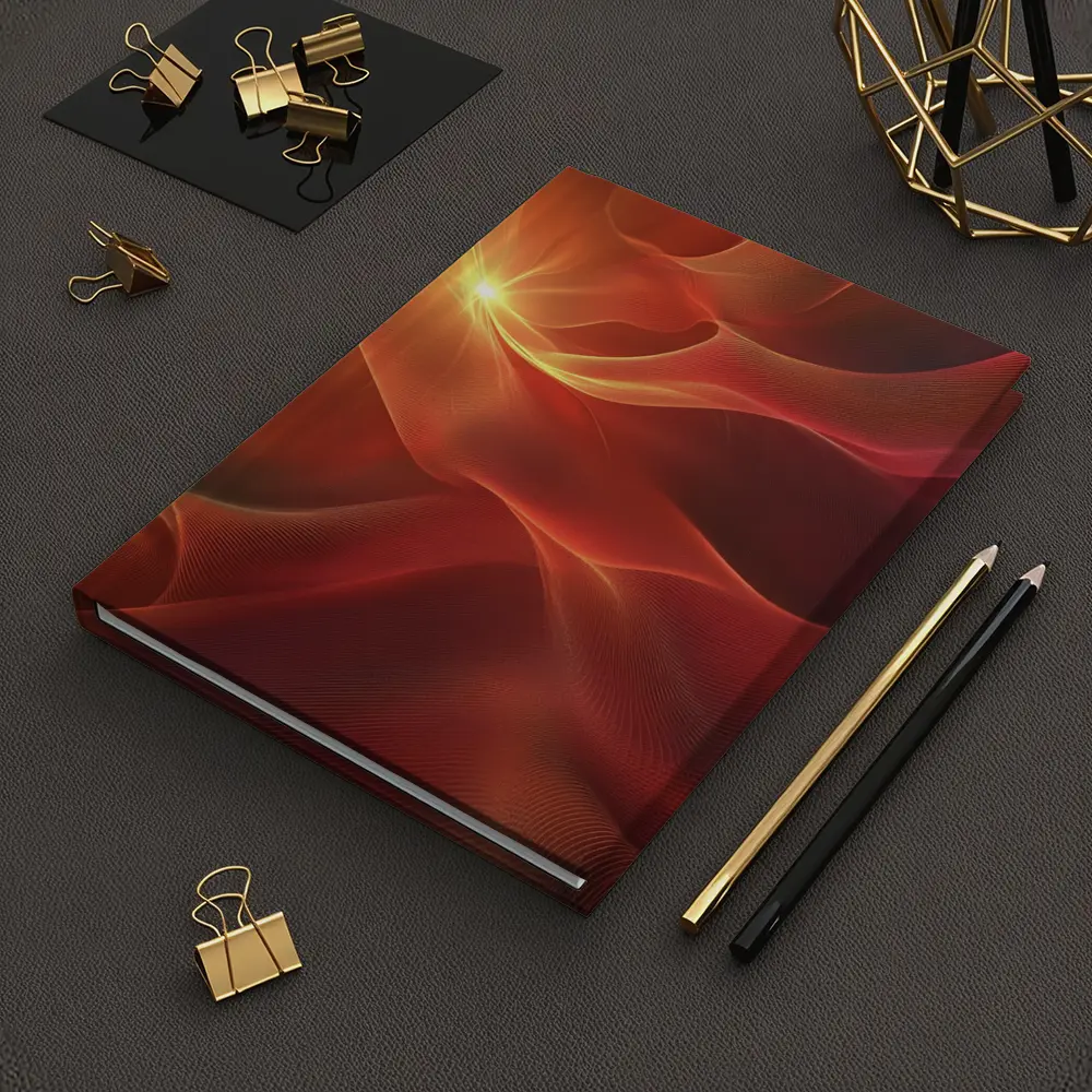 Red Abstract Flowing Waves Glowing Light – Notebooks