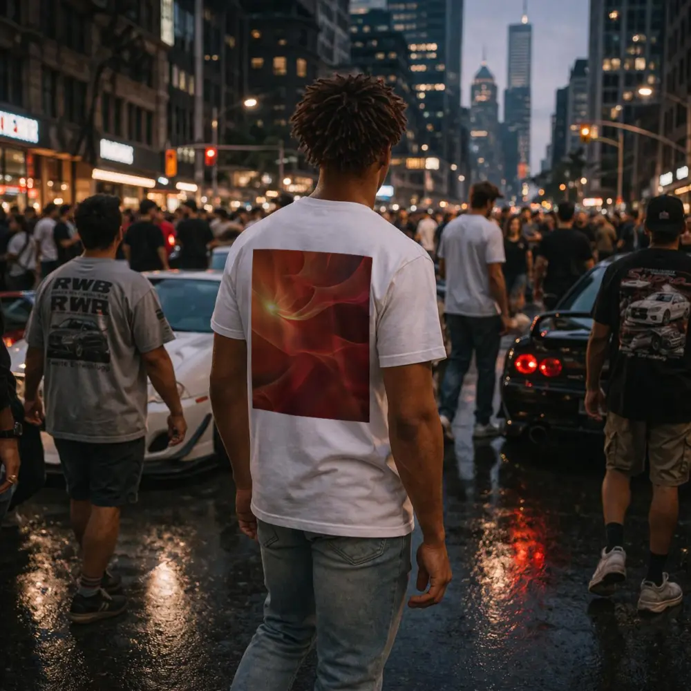 Red Abstract Flowing Waves Glowing Light – T-Shirts