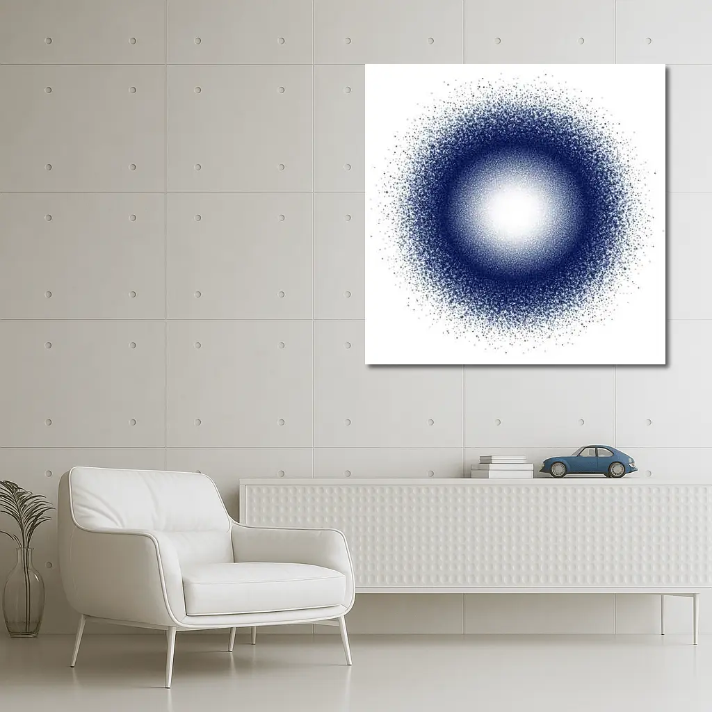Dark Blue Dot Cluster Abstract Circle Art – Wall Art