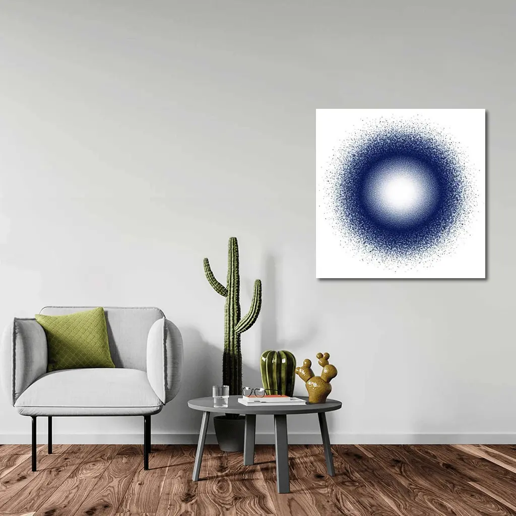 Dark Blue Dot Cluster Abstract Circle Art – Wall Art