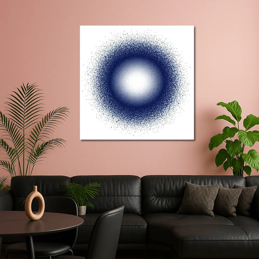 Dark Blue Dot Cluster Abstract Circle Art – Wall Art