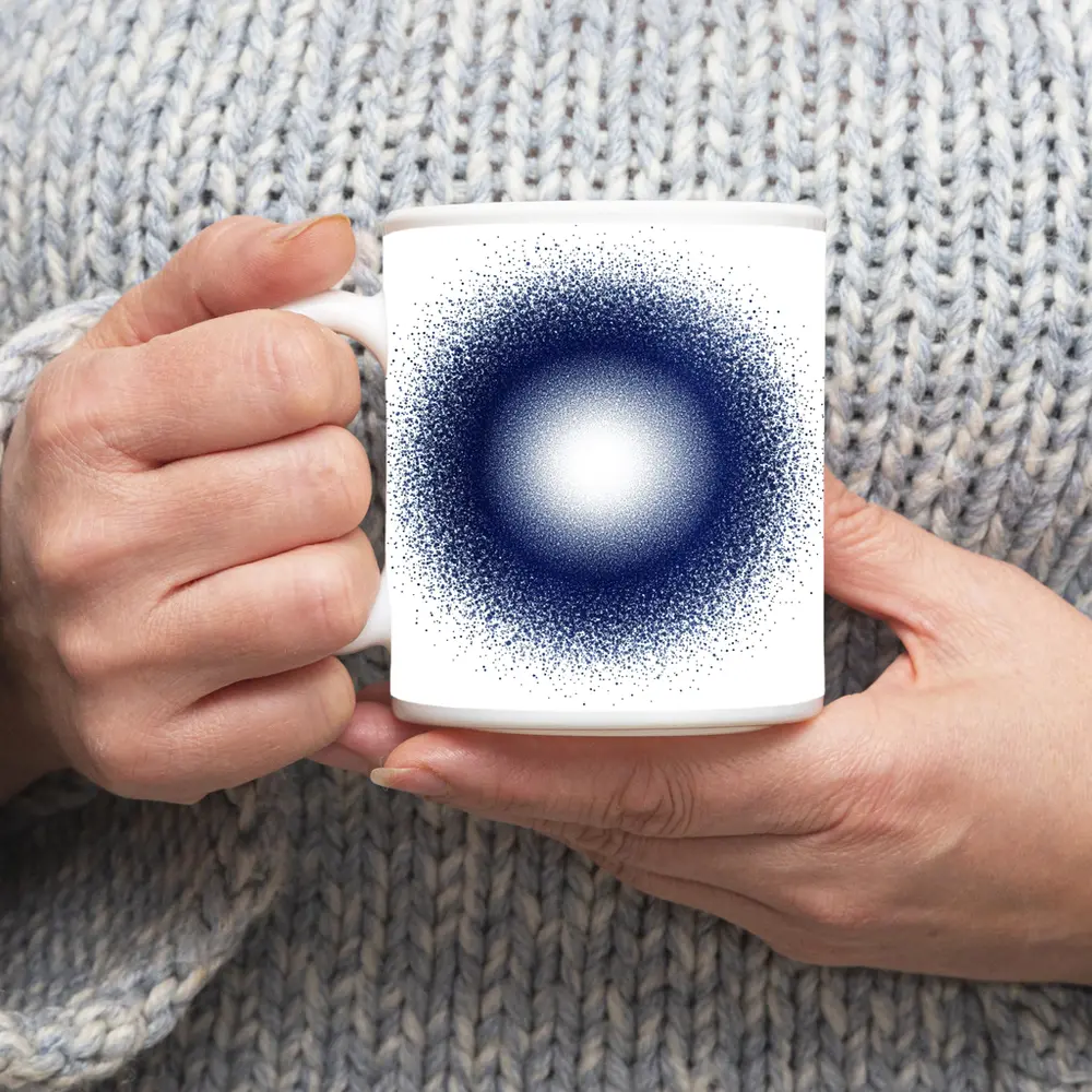 Dark Blue Dot Cluster Abstract Circle Art – Mugs