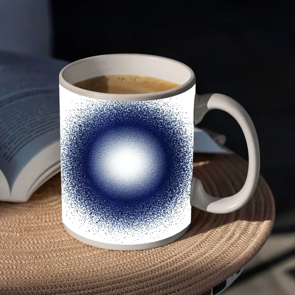 Dark Blue Dot Cluster Abstract Circle Art – Mugs