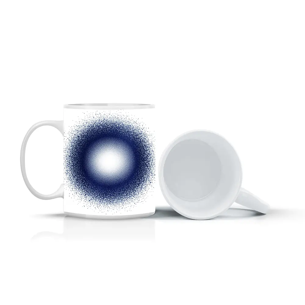 Dark Blue Dot Cluster Abstract Circle Art – Mugs