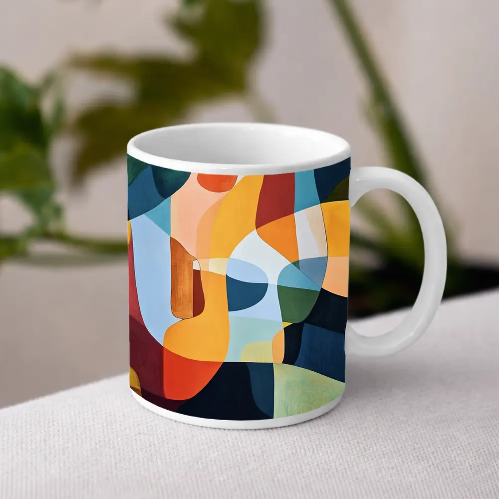 Bold Abstract Shapes Colorful Modern Art – Mugs
