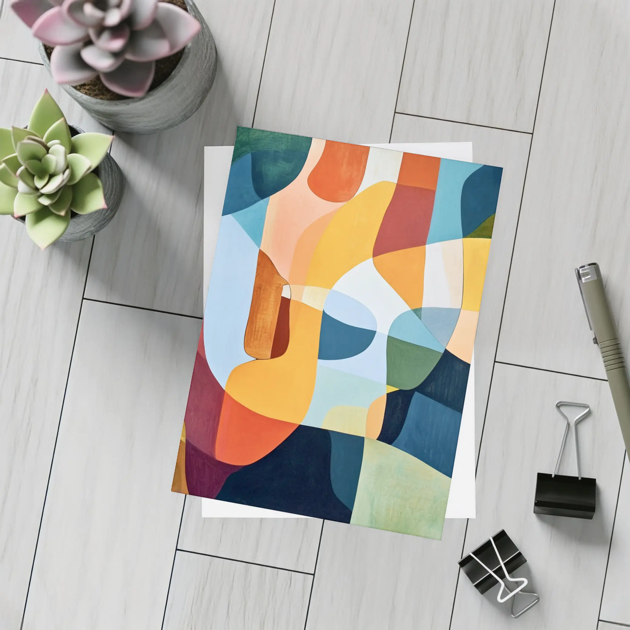 Bold Abstract Shapes Colorful Modern Art – Postcards