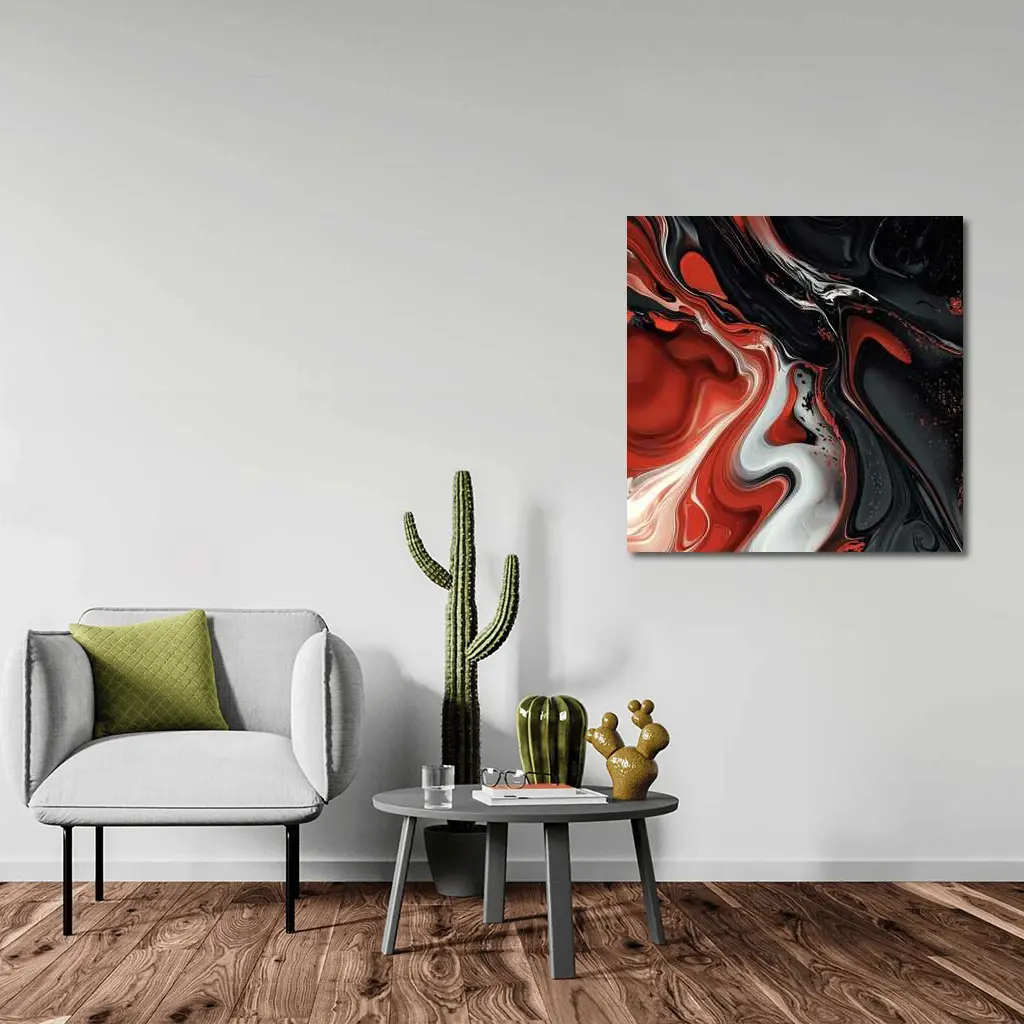Red Black White Fluid Abstract Art – Wall Art