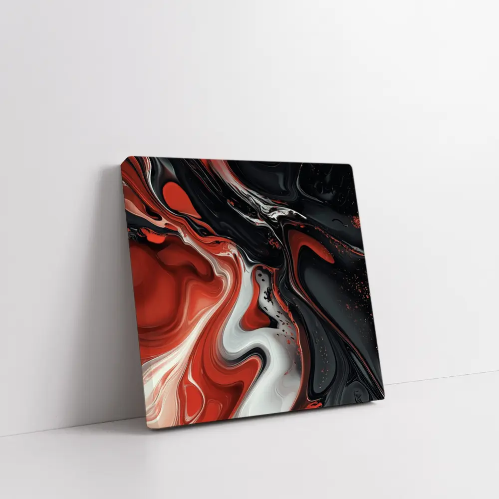 Red Black White Fluid Abstract Art – Wall Art