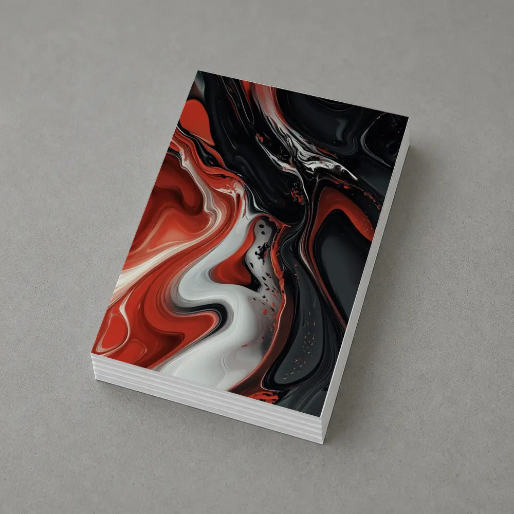 Red Black White Fluid Abstract Art – Postcards