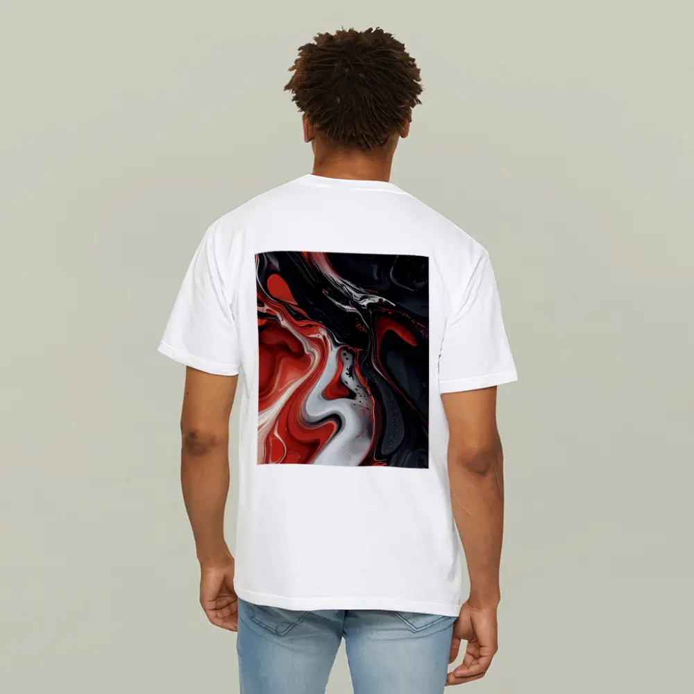 Red Black White Fluid Abstract Art – T-Shirts
