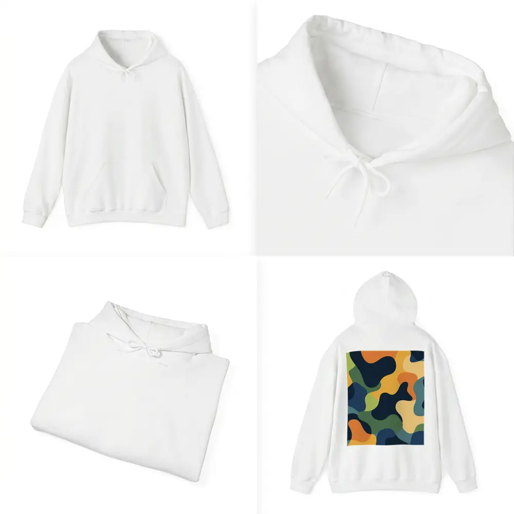 Modern Camouflage Abstract Pattern Navy Orange Green – Hoodies