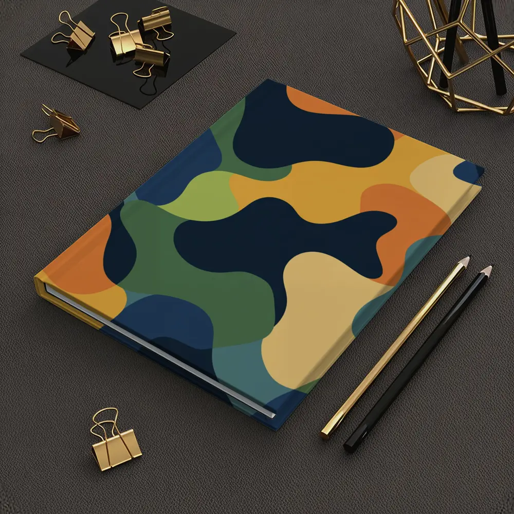 Modern Camouflage Abstract Pattern Navy Orange Green – Notebooks