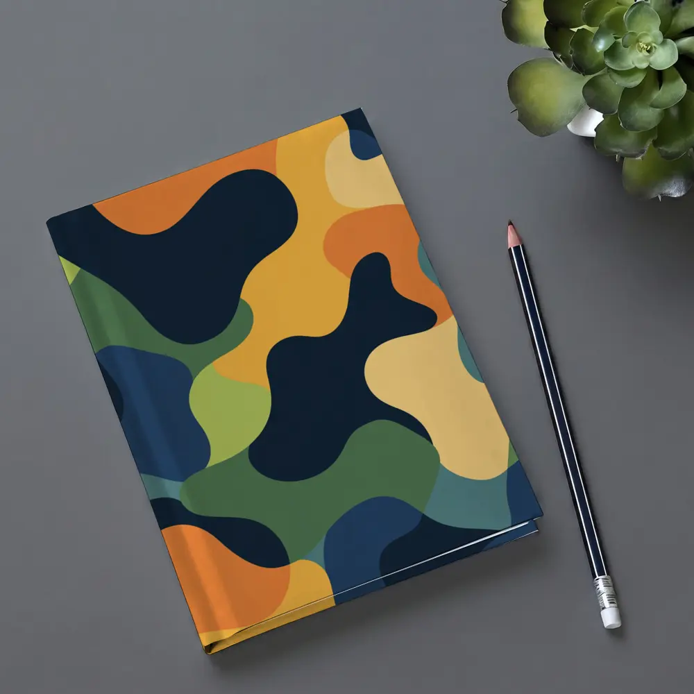 Modern Camouflage Abstract Pattern Navy Orange Green – Notebooks