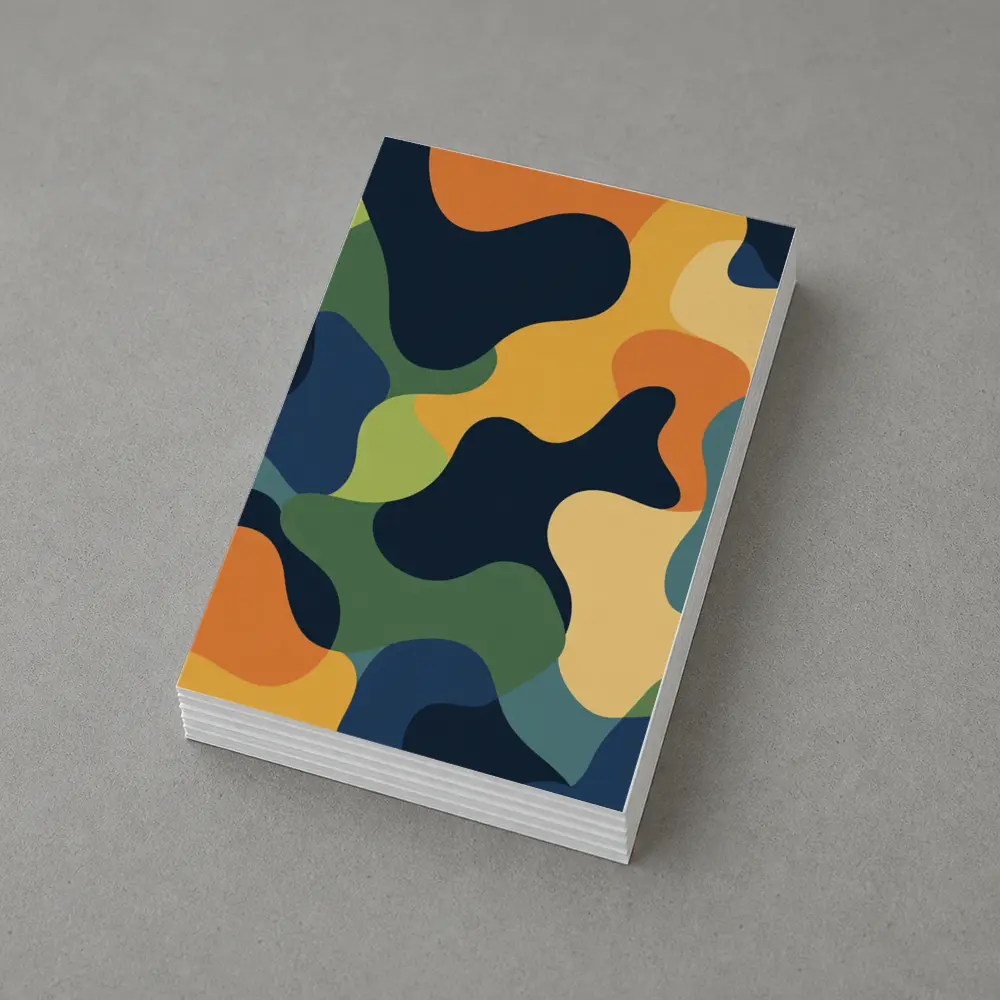 Modern Camouflage Abstract Pattern Navy Orange Green – Postcards