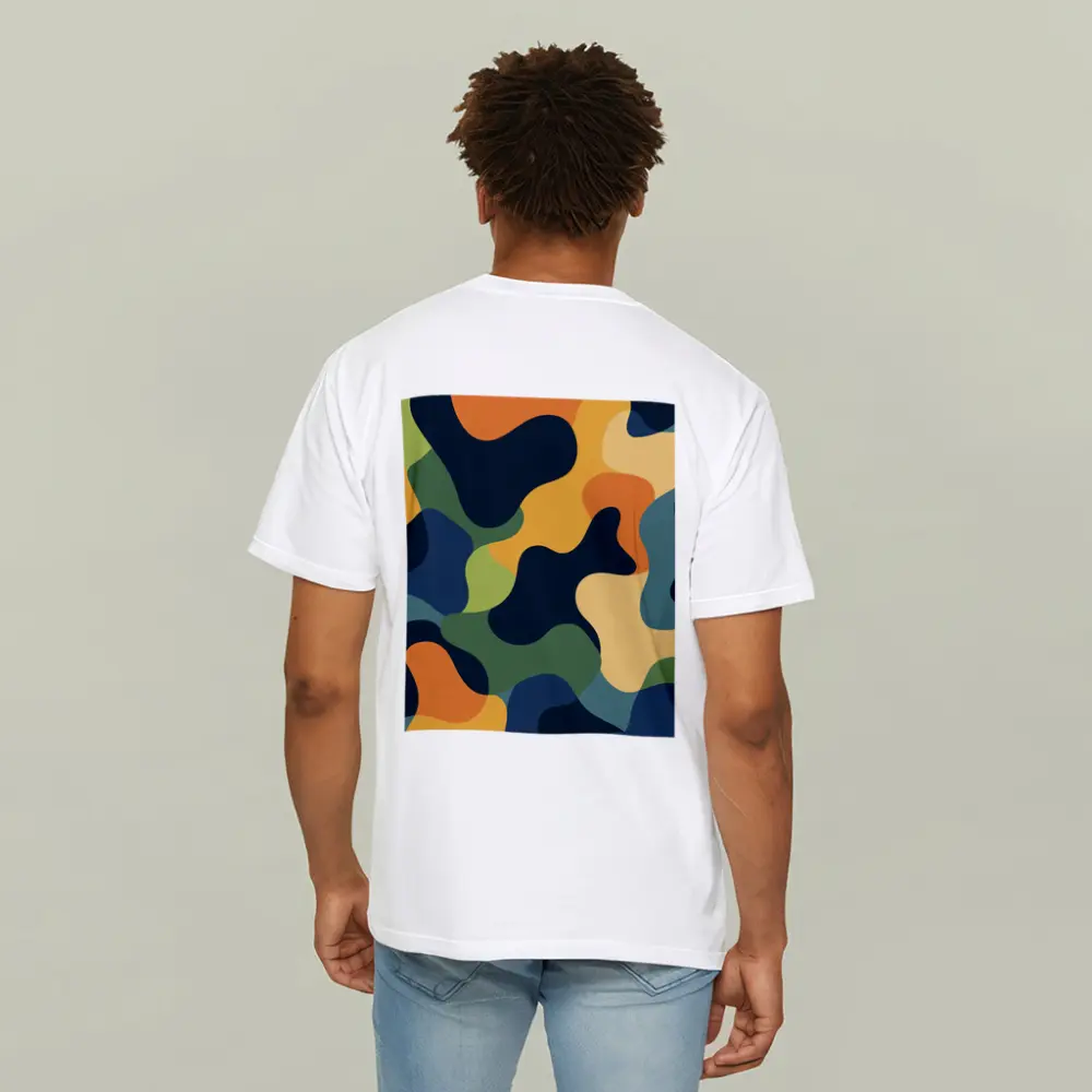 Modern Camouflage Abstract Pattern Navy Orange Green – T-Shirts