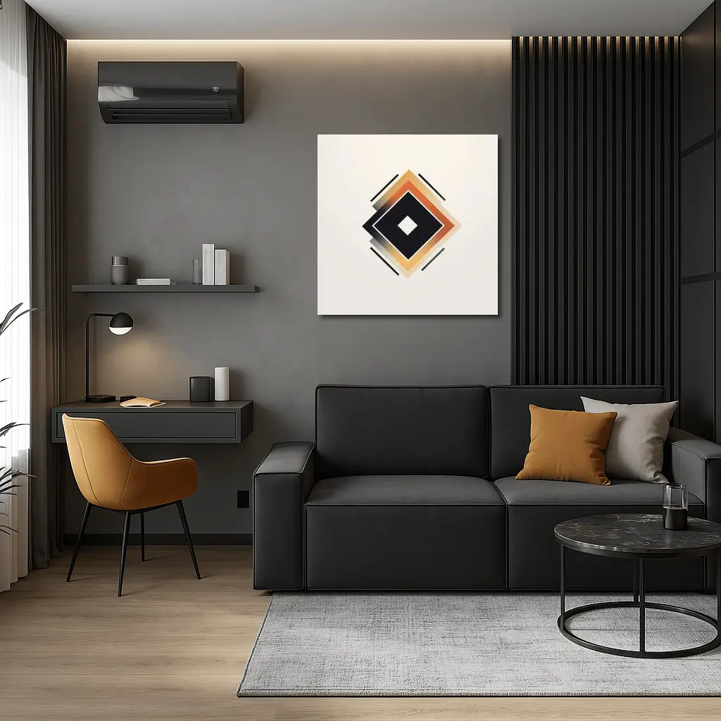 Nested Diamond Geometric Art Beige Background – Wall Art