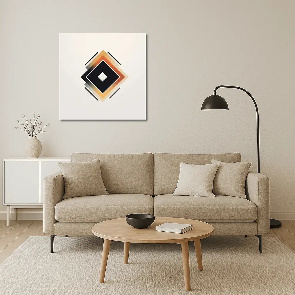 Nested Diamond Geometric Art Beige Background – Wall Art