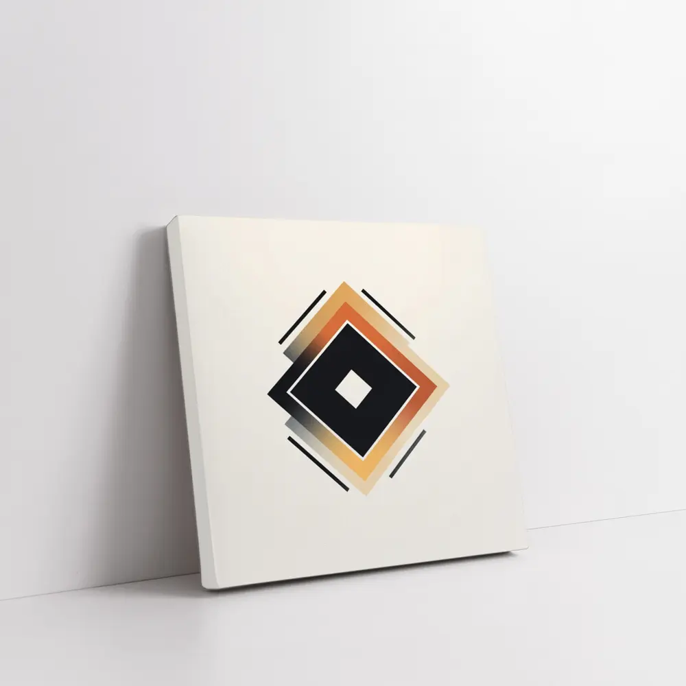 Nested Diamond Geometric Art Beige Background – Wall Art