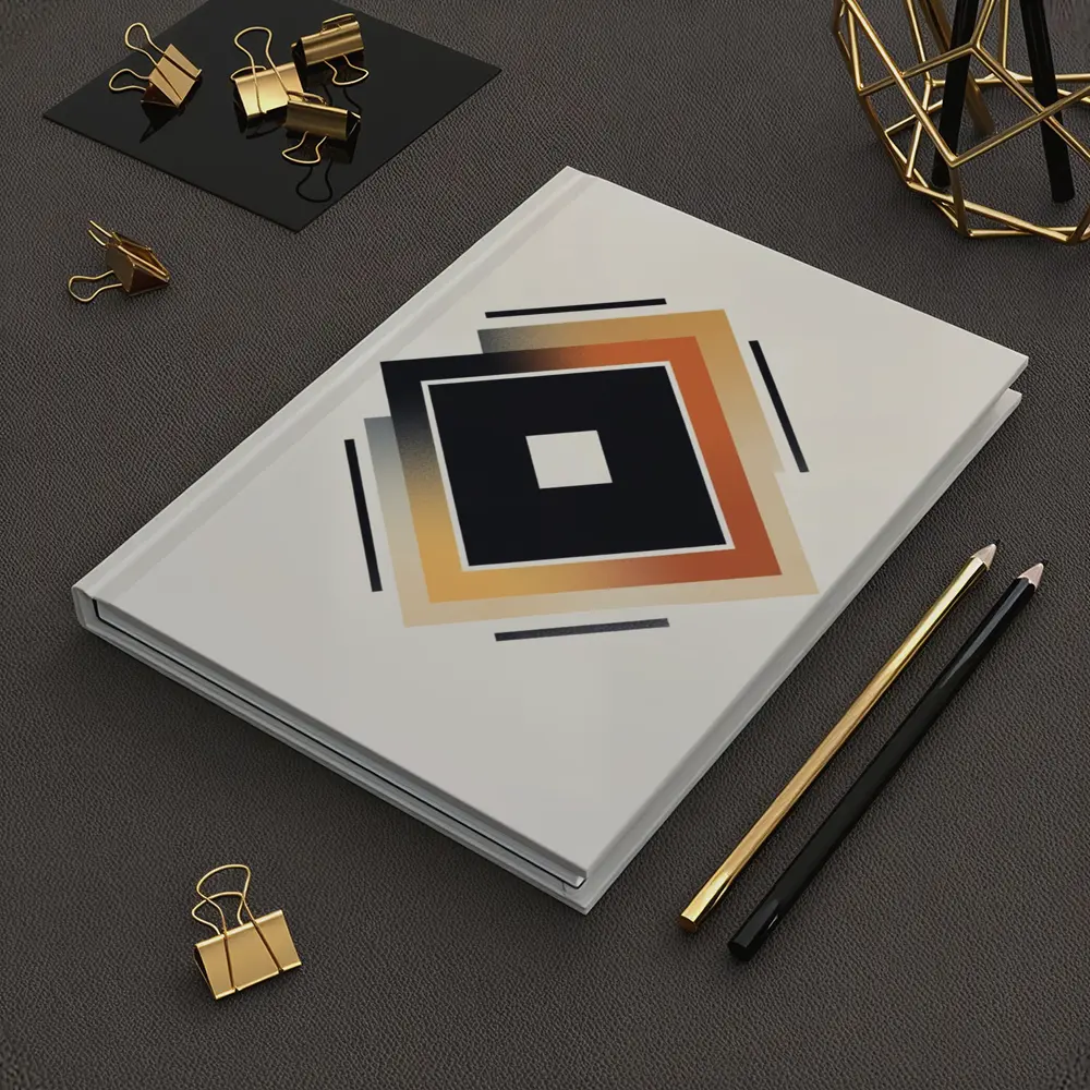 Nested Diamond Geometric Art Beige Background – Notebooks