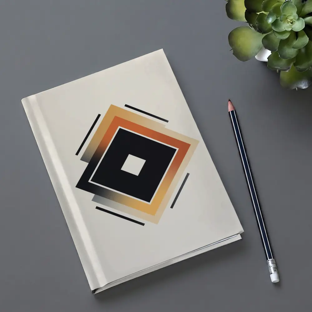 Nested Diamond Geometric Art Beige Background – Notebooks