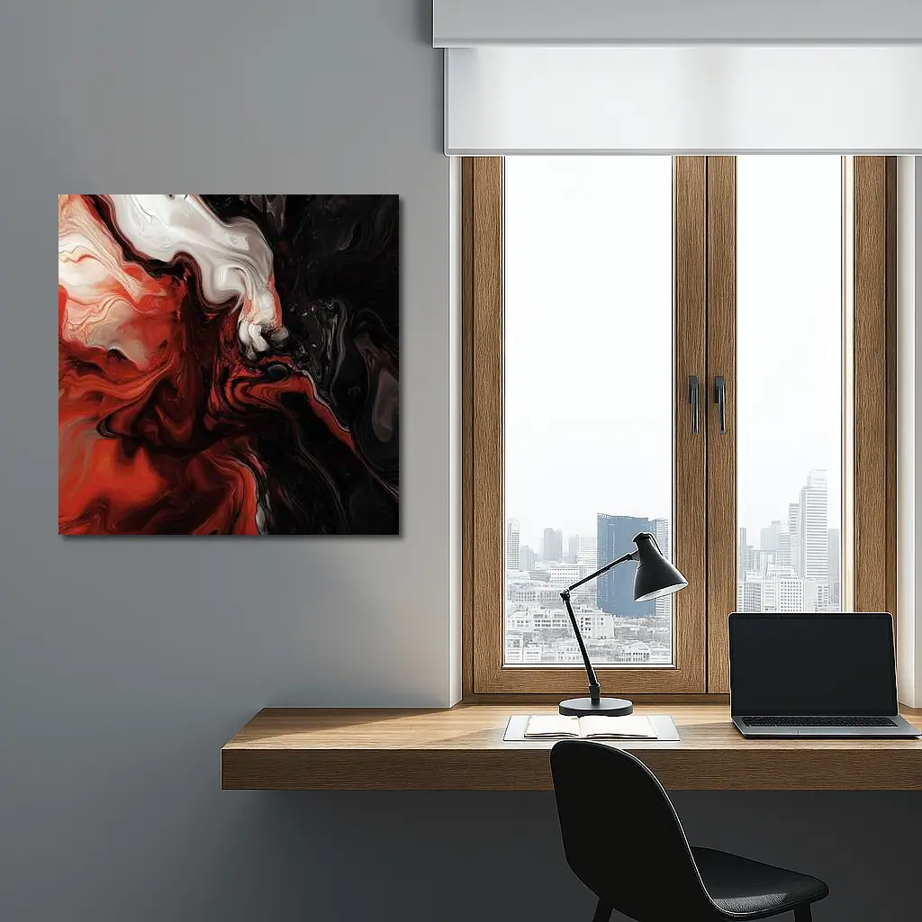 Red Black White Fluid Abstract Art – Wall Art