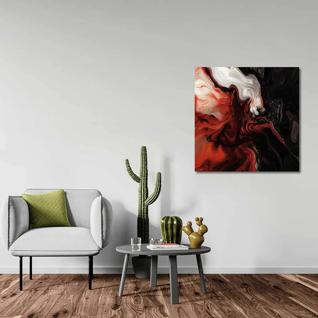Red Black White Fluid Abstract Art – Wall Art