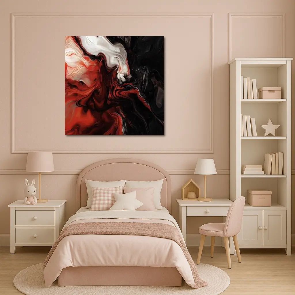 Red Black White Fluid Abstract Art – Wall Art