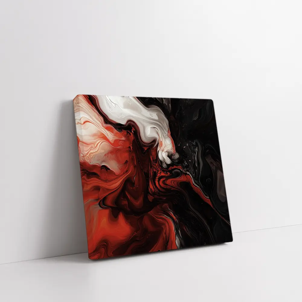 Red Black White Fluid Abstract Art – Wall Art
