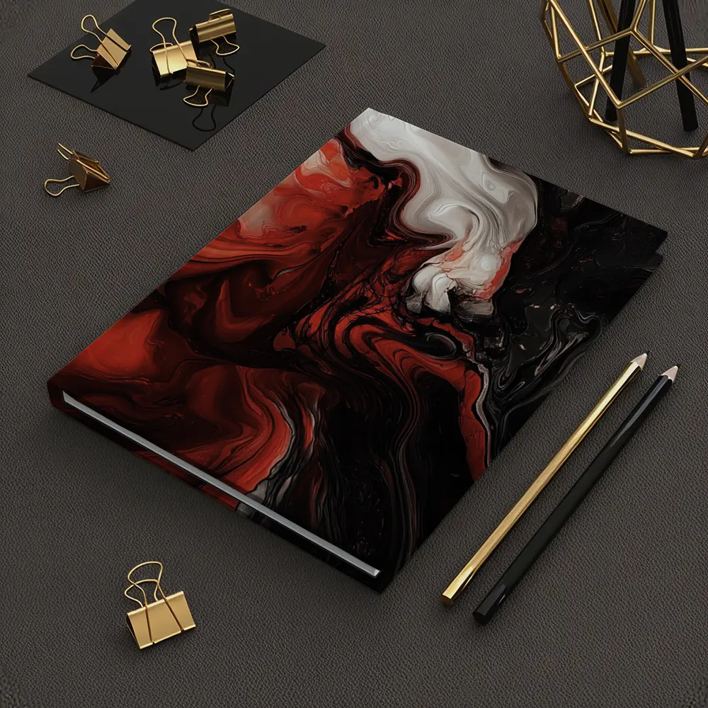 Red Black White Fluid Abstract Art – Notebooks
