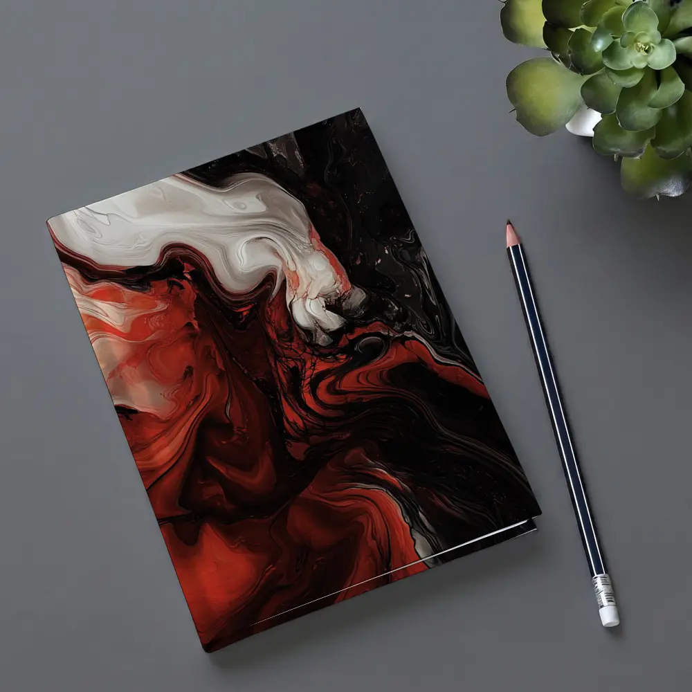 Red Black White Fluid Abstract Art – Notebooks