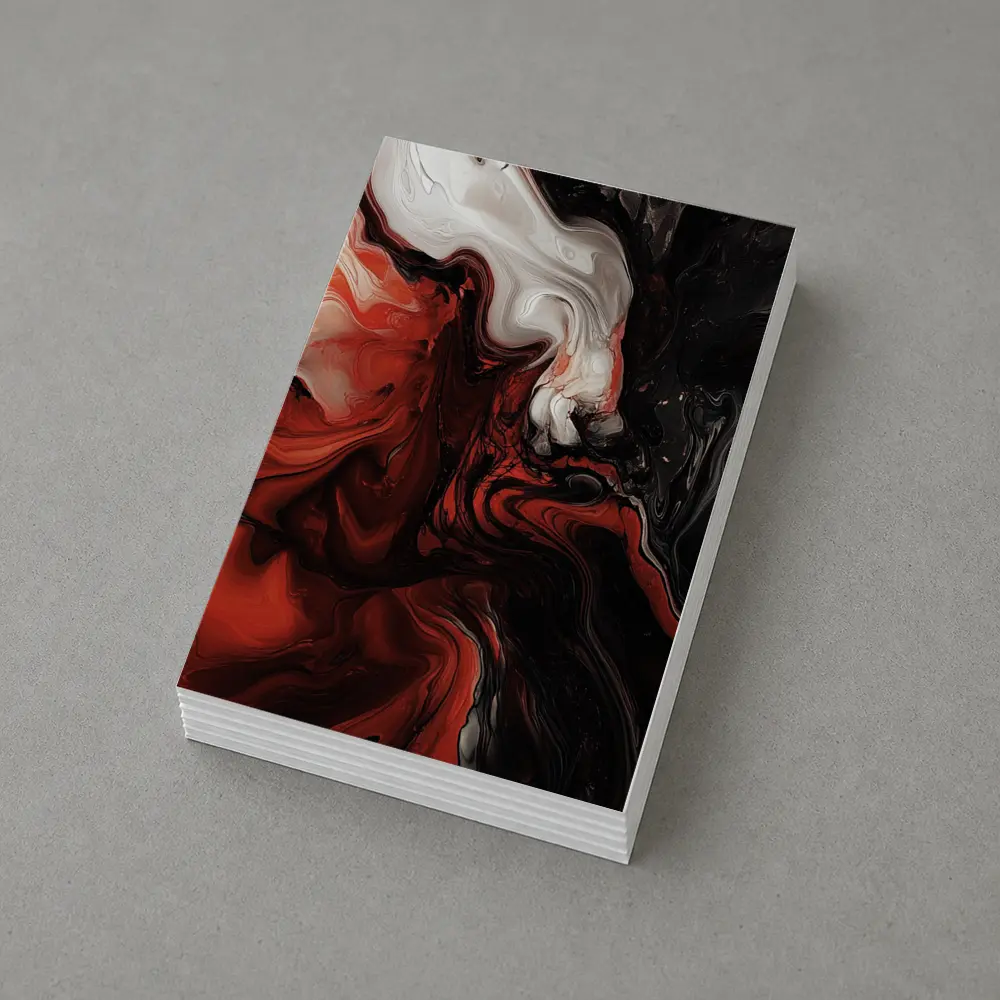 Red Black White Fluid Abstract Art – Postcards