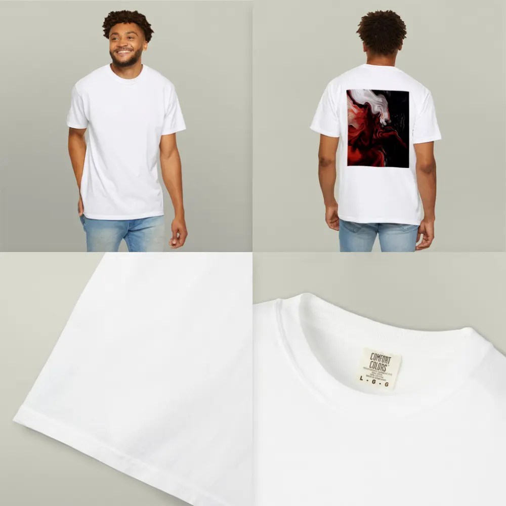 Red Black White Fluid Abstract Art – T-Shirts