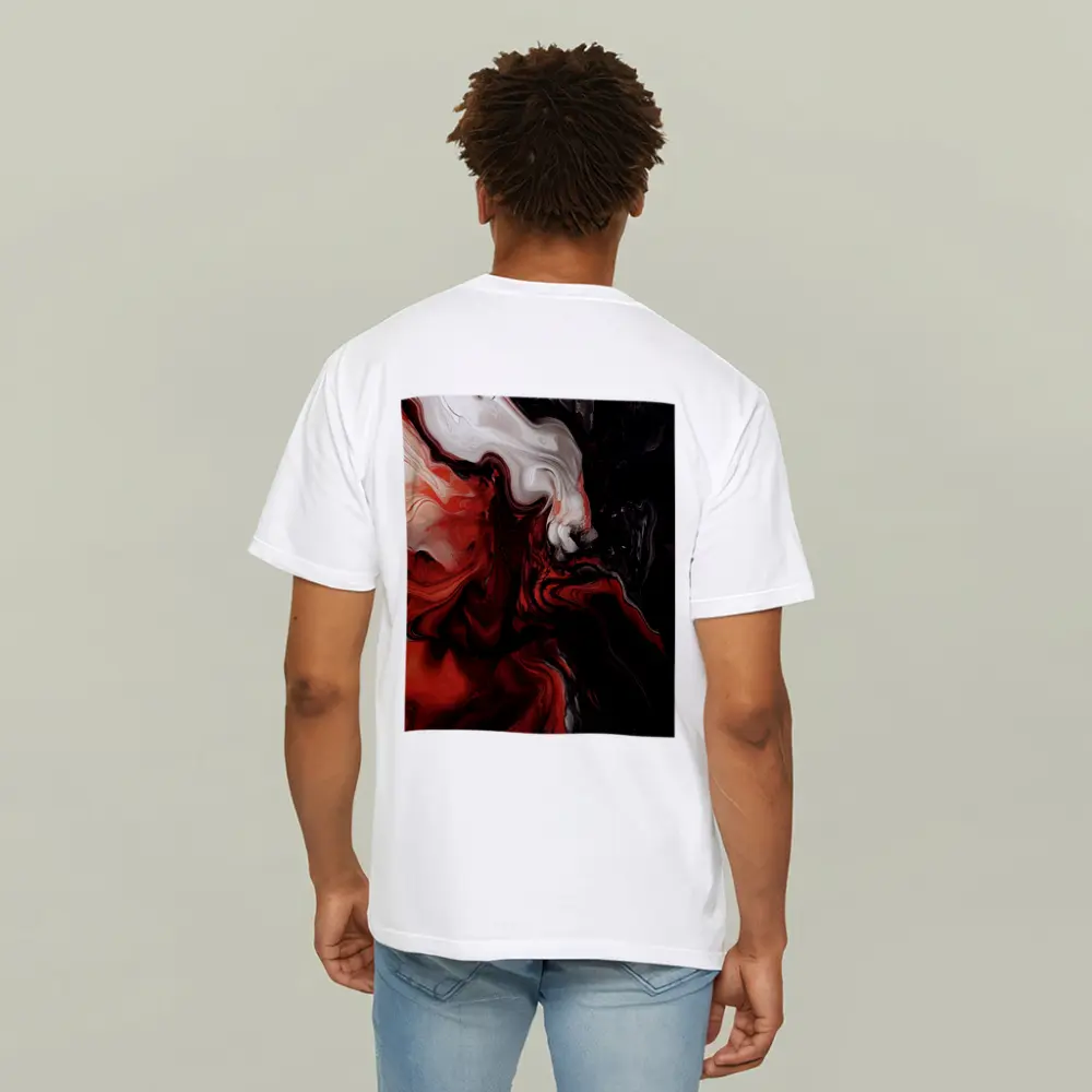 Red Black White Fluid Abstract Art – T-Shirts