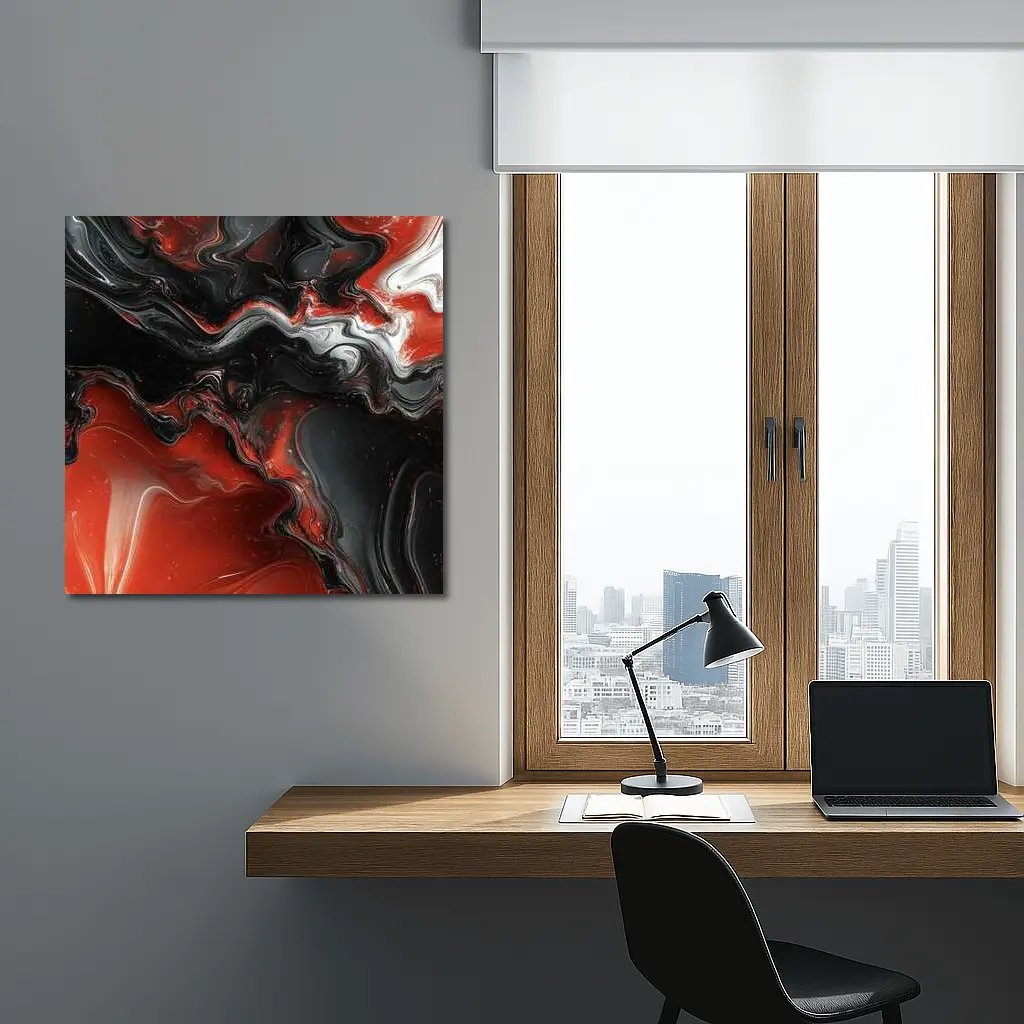 Red Black Fluid Abstract Marble Art – Wall Art
