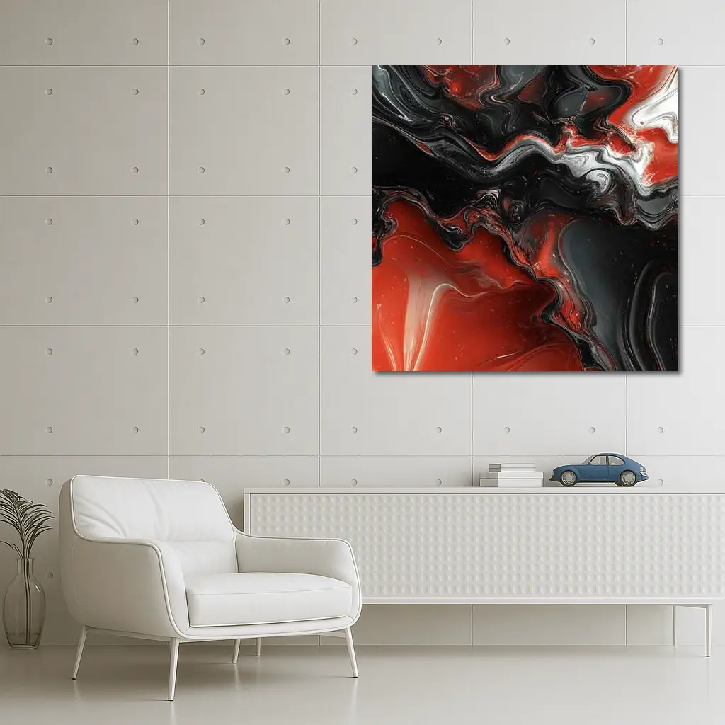 Red Black Fluid Abstract Marble Art – Wall Art